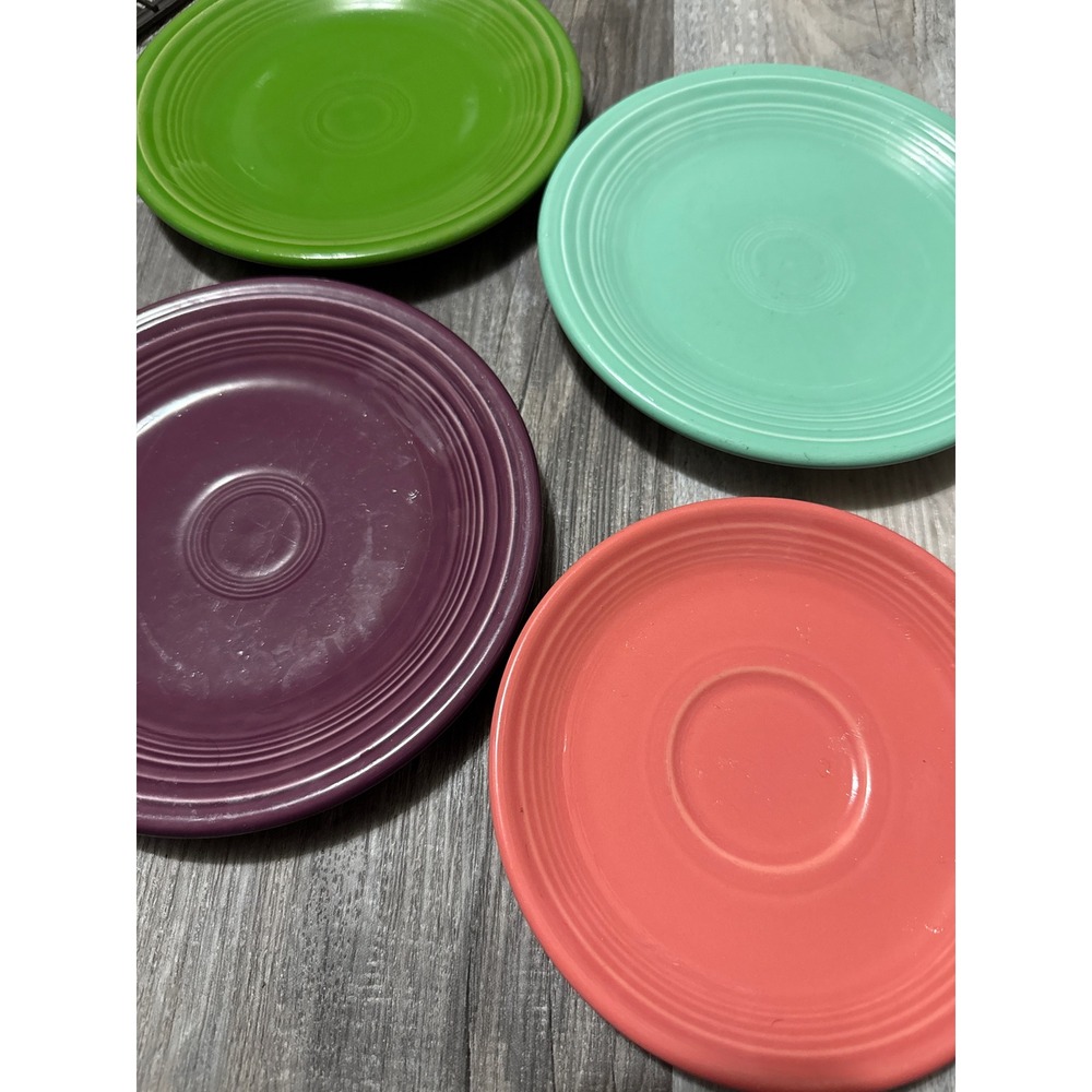 Fiesta Homer Laughlin Multi Color Bread Butter Plates Saucer Set of 4 Vintage